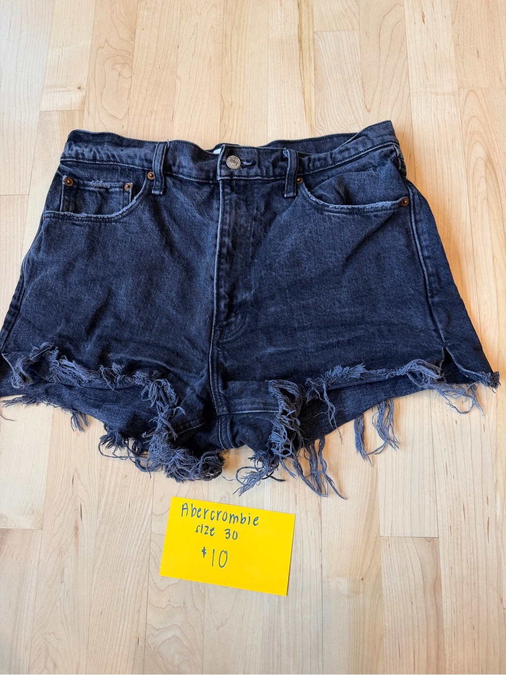 Abercrombie & Fitch Black Frayed Hem Denim Cutoff Shorts